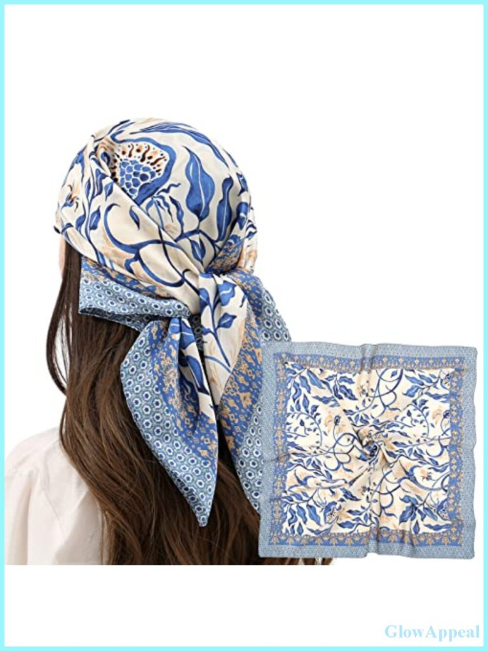 Women's Square Silk Scarf 27.5" for Hair Wrapping & Headwear